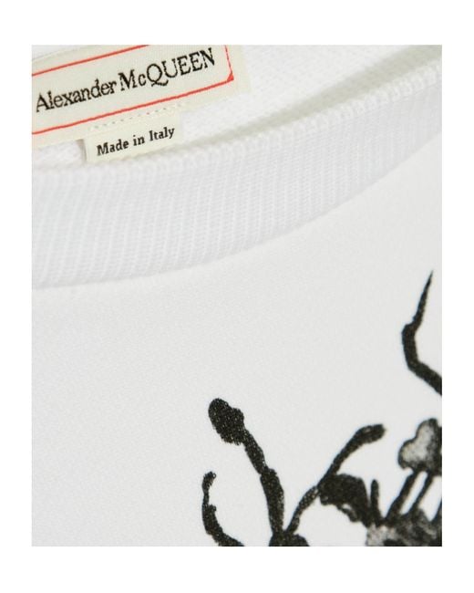 McQueen White Graphic Printed Crewneck Sweatshirt