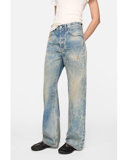 Acne Blue Patch Denim Wide-Leg Jeans