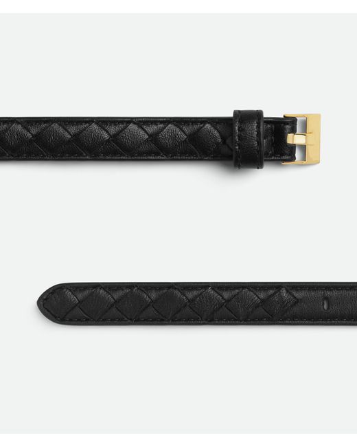 Bottega Veneta Black Intrecciato Thin Watch Belt
