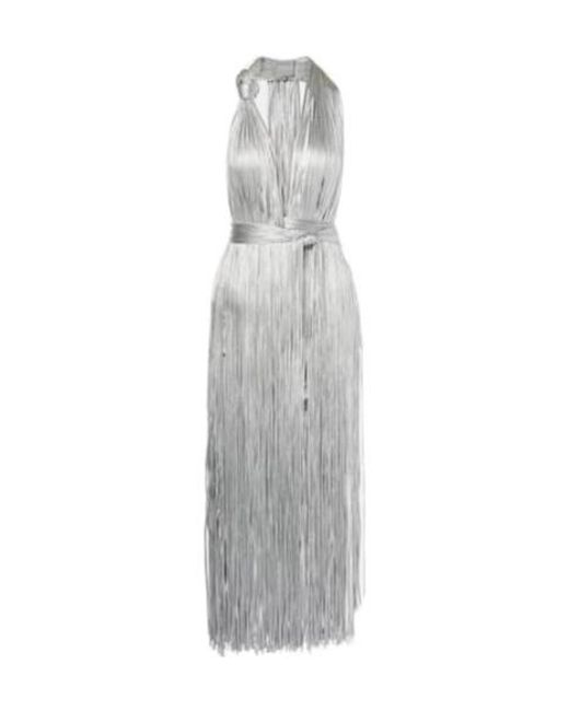 Area White Fringed Metallic-Effect Jersey Gown