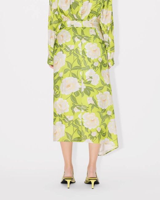 KENZO Green Peonies' Midi Skirt
