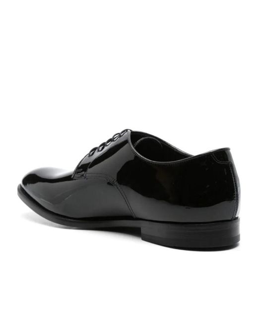 Doucal's Black Patent-Leather Derby Shoes for men