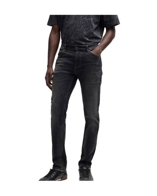Boss Black Washed Distressed Jeans for men