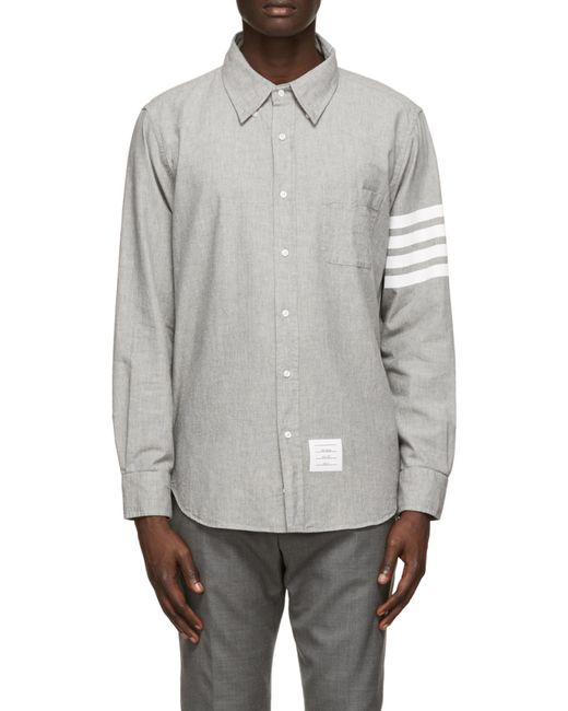 Thom Browne Gray 4-Bar Denim Shirt for men