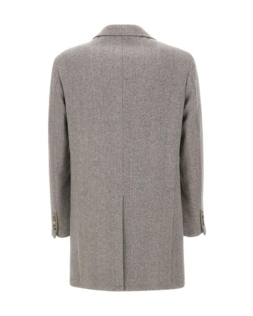 Manuel Ritz Gray Herringbone Single-Breasted Coat for men