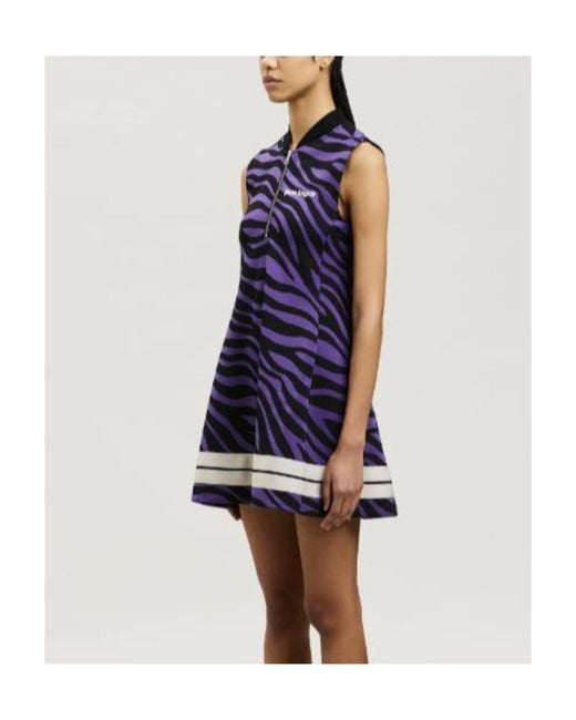 Palm Angels Blue Zebra-Print Shift Minidress
