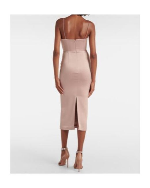 Alex Perry White Sweetheart Satin Crepe Midi Dress