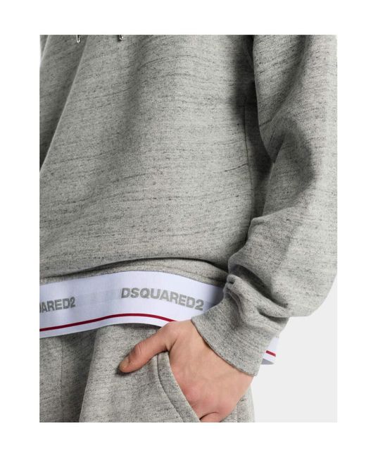 DSquared² Gray Long-Sleeved Drawstring Hoodie for men