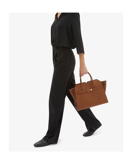 Valextra Brown Milano Medium Top Handle Bag