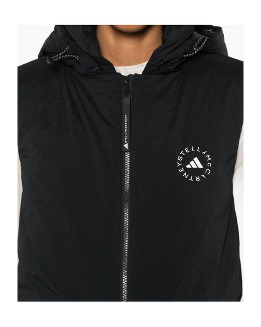Adidas By Stella McCartney Black Hooded Zip-Front Waistcoat
