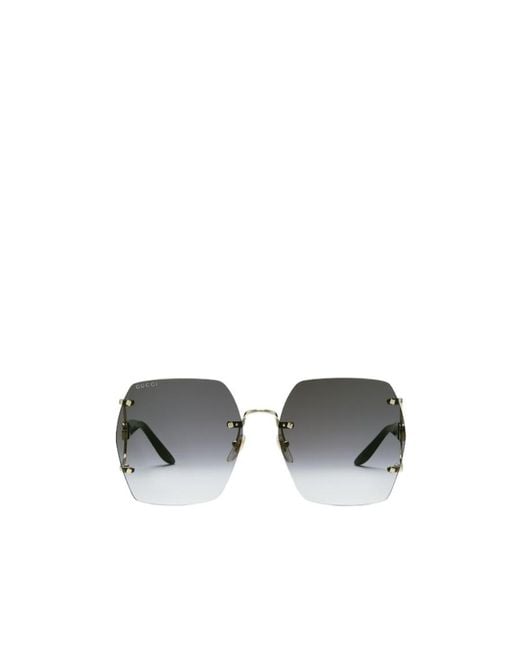 Gucci Metallic Eyewear Geometric Frame Sunglasses