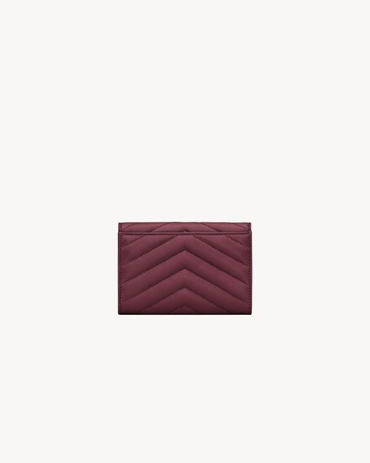 Saint Laurent Purple Cassandre Matelassé Small Envelope Wallet