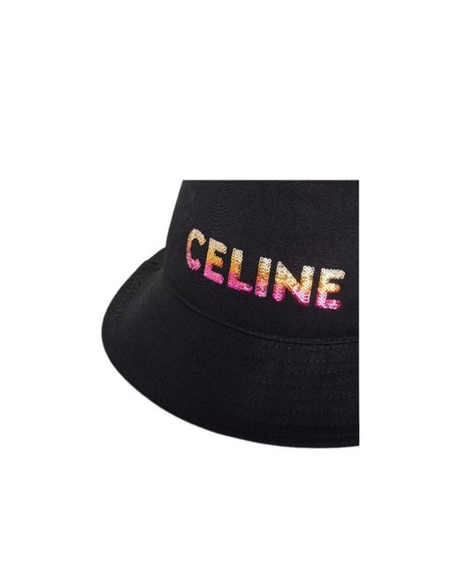 Céline Black Embroidered Bucket Hat for men