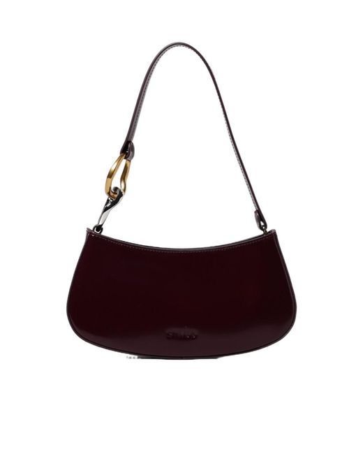 Staud Purple Ollie Logo Debossed Shoulder Bag