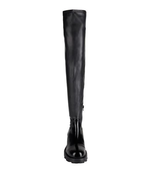 DIESEL Black Solid Color Patent Leather Platform Boots