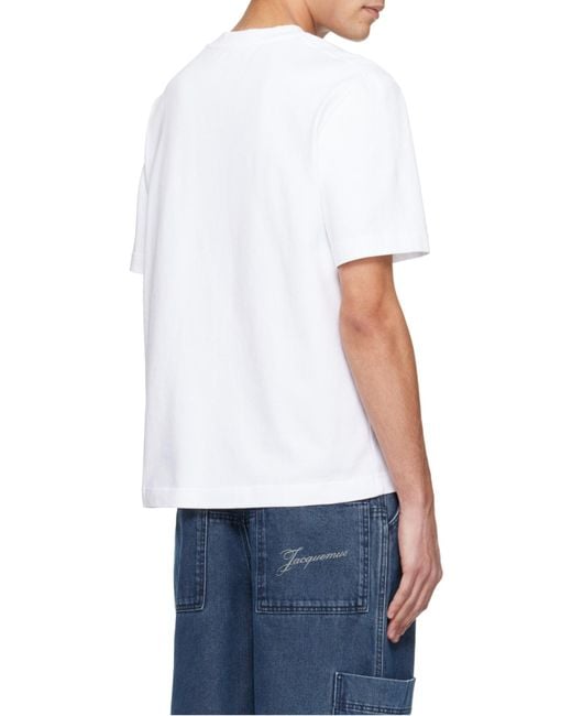 Jacquemus White Logo Patch Crew Neck T-Shirt for men