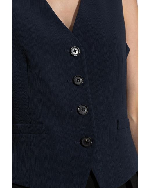 Theory Blue Striped Admiral Crepe Slim Vest