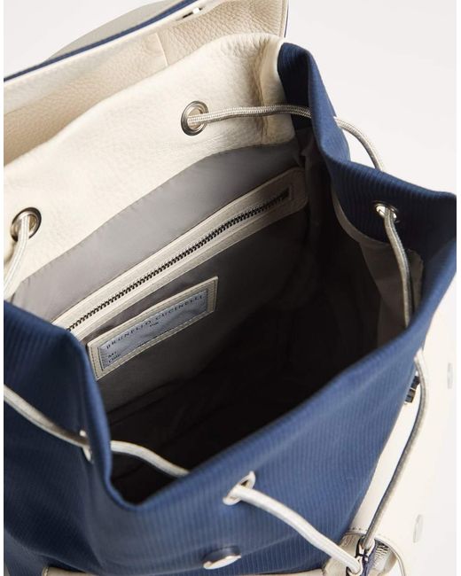 Brunello Cucinelli Blue Double-Pocket Drawstring Backpack