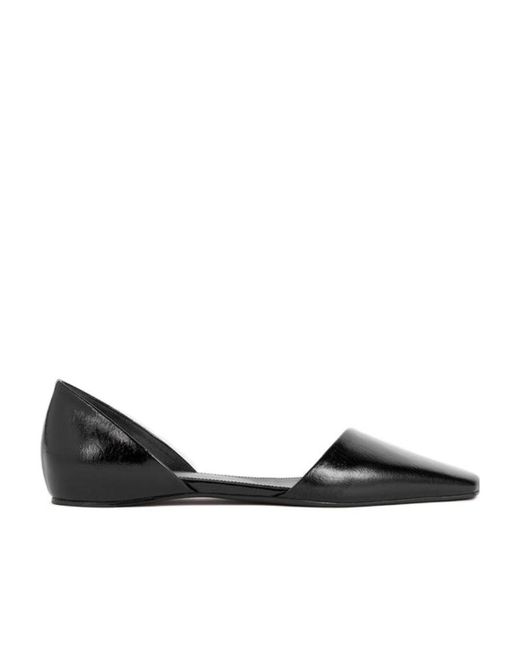 Totême Black The Asymmetric D'Orsay Leather Ballerina Shoes