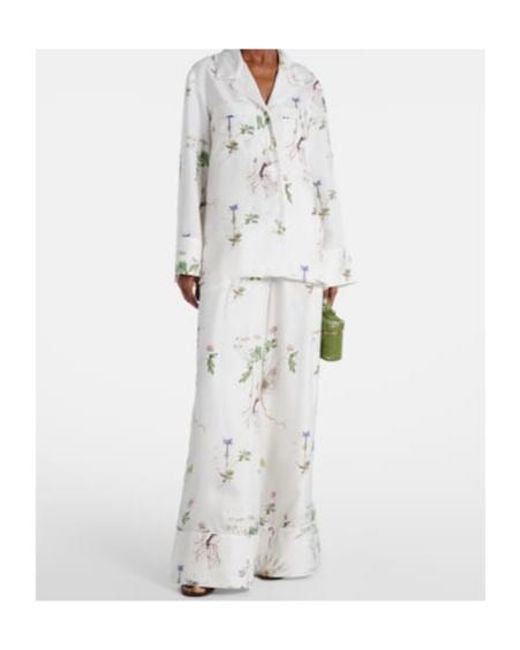 Erdem White Floral Printed Silk Shirt