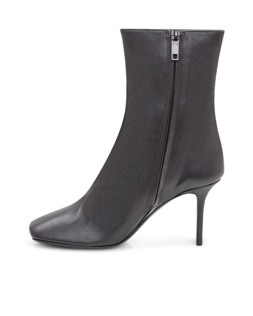 Courreges Black Courrges Square Toe Leather Ankle Boots