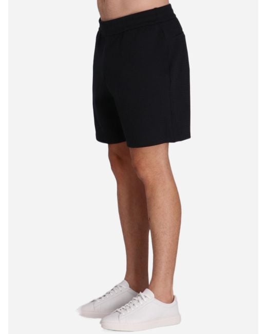 Emporio Armani Black Textured Track Shorts for men