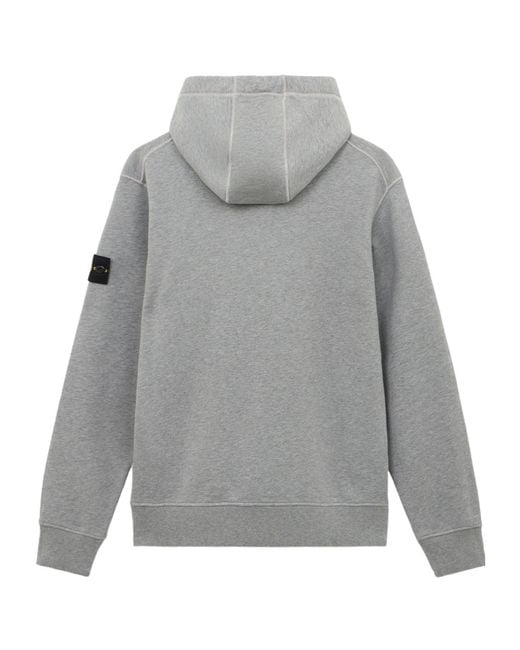 Stone Island Gray Sweatshirt With Drawstring Hood And Pockets for men