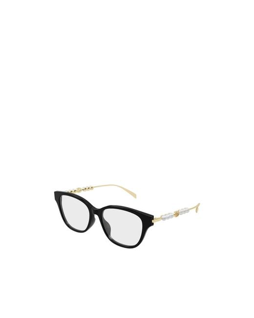 Gucci White Eyewear Embellished Square Frame Glasses