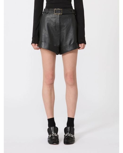 Sportmax Black Leather Shorts