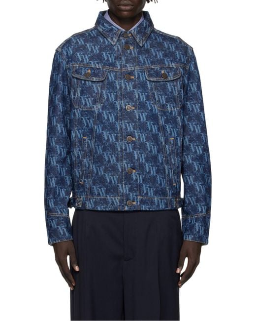 Vivienne Westwood Blue Allover Logo Denim Jacket for men