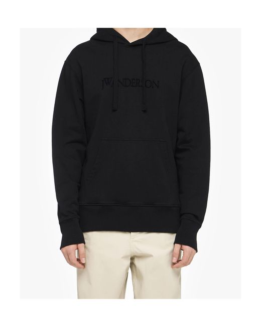 J.W. Anderson Black Jw Anderson Logo Embroidery Hoodie for men