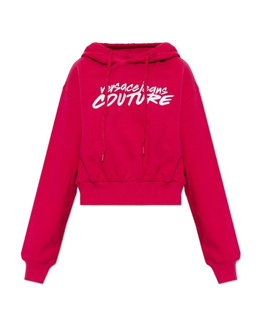 Versace Jeans Couture Logo Embroidered Drawstring Hoodie