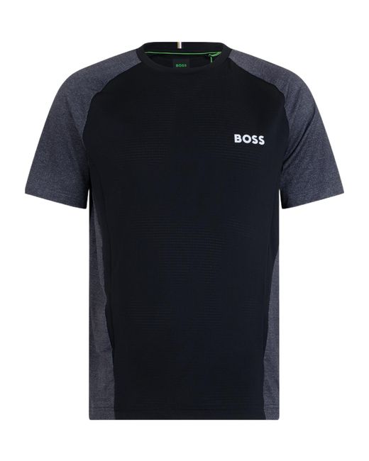 Boss Black Panelled Raglan-Sleeved T-Shirt for men