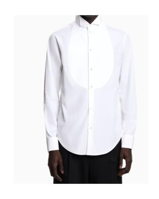 Emporio Armani White Tuxedo Shirt With Plastron for men