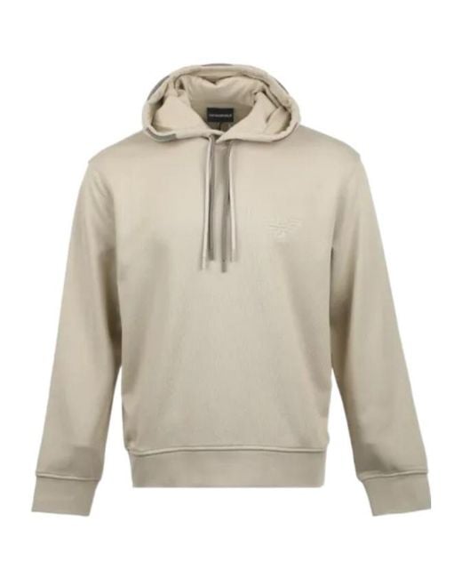 Emporio Armani Natural Logo-Deail Cotton Hoodie for men