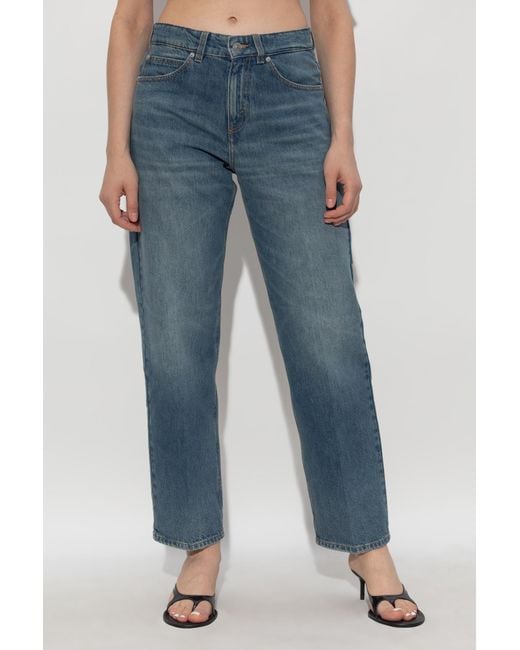 Victoria Beckham Blue Logo Patch Straight-Leg Jeans