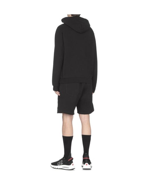DSquared² Black Logo-Printed Elasticated Waistband Track Shorts for men