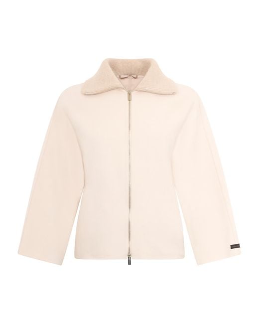 Peserico Natural Spread-Collar Virgin Wool Blend Jacket