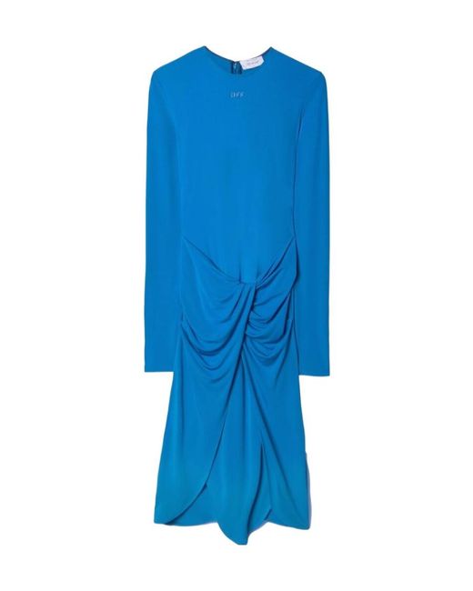 Off-White c/o Virgil Abloh Blue Twist-Detail Midi Dress