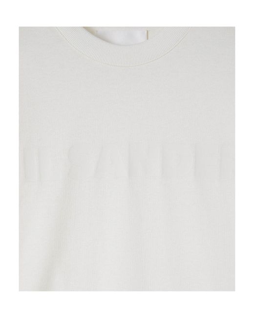 Jil Sander White Logo Printed Long-Sleeved T-Shirt