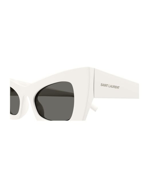 Saint Laurent White Eyewear Rectangle-Frame Sunglasses
