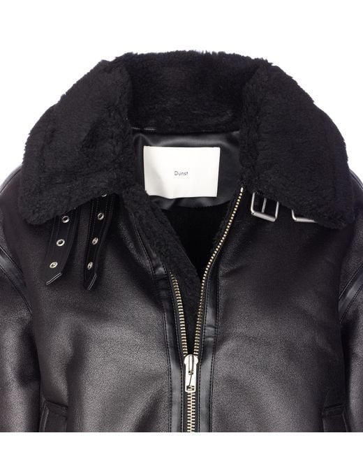 DUNST Black Faux Fur Trimmed Jacket for men
