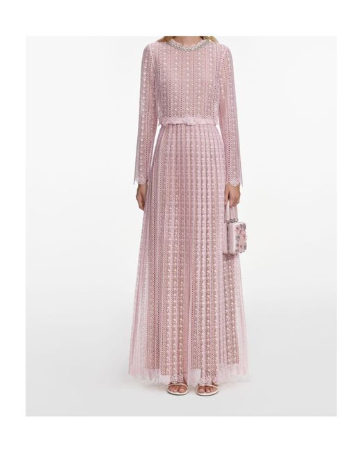 Self-Portrait Pink Organza Lace Maxi Dress