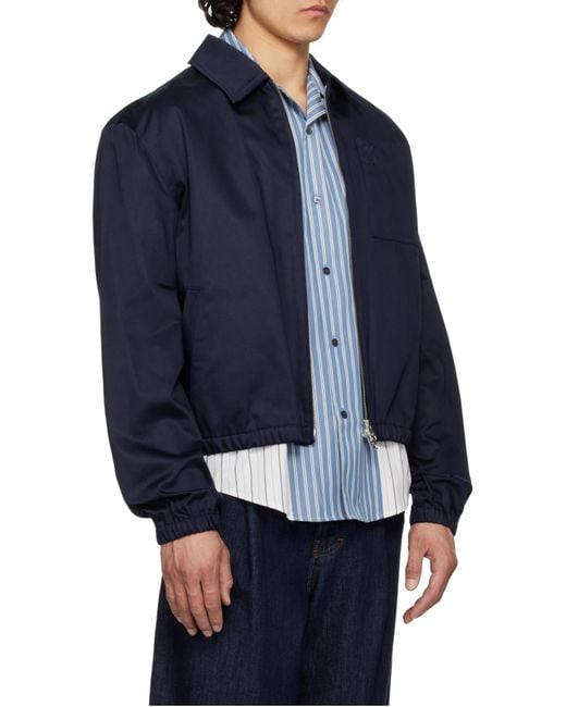 AMI Blue Ami De Coeur Zipped Jacket for men