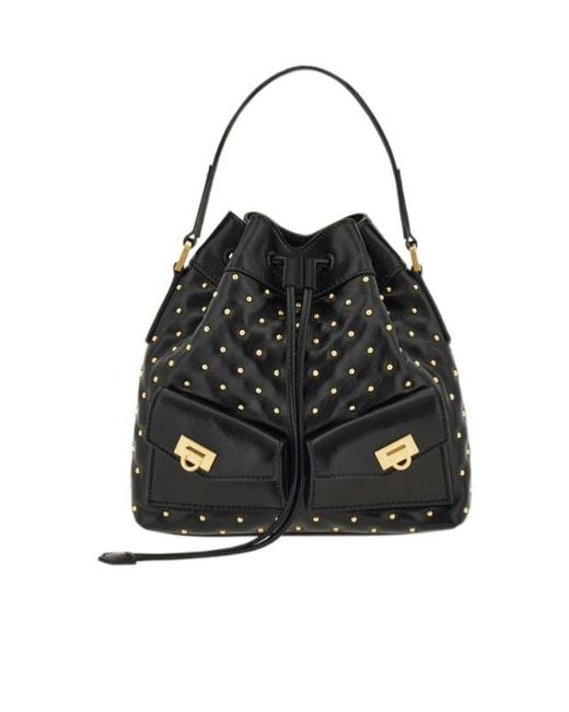 Ferragamo Black Multipocket Bucket Bag