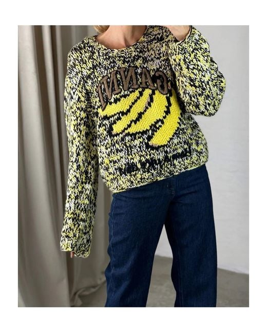Ganni Green Banana Handknit Jumper