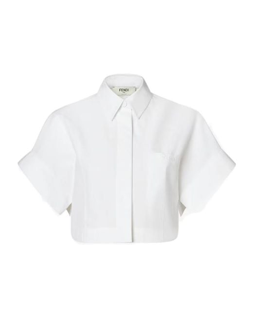 Fendi White Cocoon Sleeves Cropped Shirt