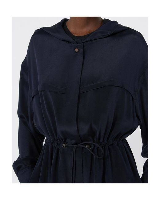 Max Mara Blue Silk Crepe De Chine Overcoat