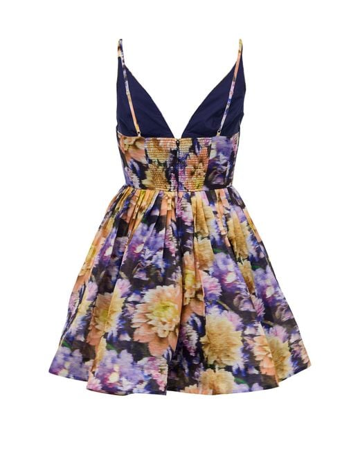 Zimmermann Multicolor Luna V-Neck Mini Dress