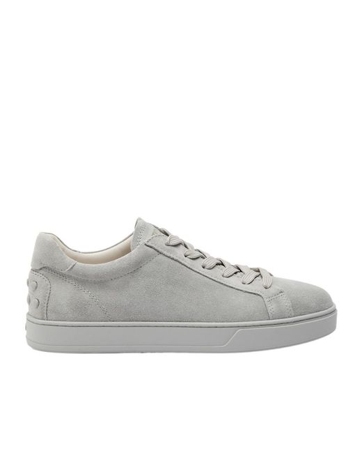 Tod's Gray Panelled Suede Sneakers